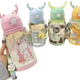 Sipper Water Bottle Leakproof Lock Cap Deer Horn Cartoon Design Sipper for Kids-23