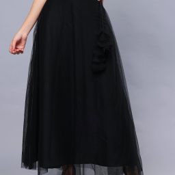 Women Solid Flared Black Skirt-image-18