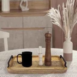 Metalsmith Wooden Serving Tray With Handle To Serve Cookies, Breakfast, Tea And Coffee-picture-41