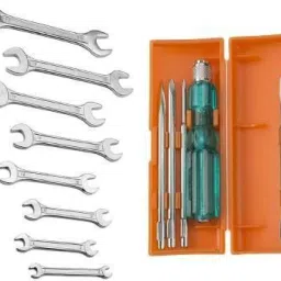 Tool Kit Set for Home/Garage/Car/Bike/Industry (Set of 14 pcs Tool kit) Contains 6 Pcs Screwdriver Set + 8 Pcs Double Ended Spanner Set Standard Screwdriver Set-0