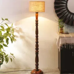 new era Gilford Beige Jute Shade Club Floor Lamp With Wood Base-picture-16