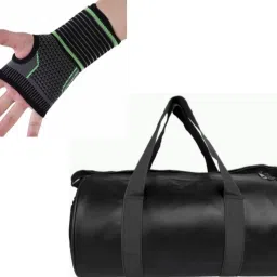 30 L Gym Duffel Bag - Vintage Duffle Bag With Wrist Support For Men Support, Black/Green - Black-image-15