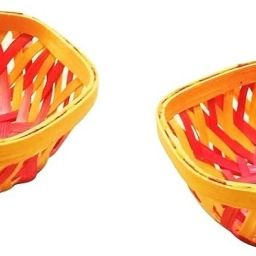 Handmade Colorful Round Shape Bamboo Basket for Wedding and Festival - 4 Inches Bamboo Fruit & Vegetable Basket-26
