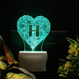 ALPHABET H 3D Acrylic Illusion RGB 7 Colour Changing LED Plug n Play Table Lamp-14