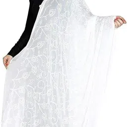 Chiffon Embroidered White Women Dupatta-image-74