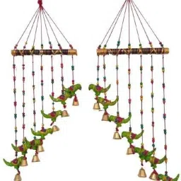 Beautifully Designed Multicolour Windchime for home decor I windchime for home I latkan I toran I wall decoration material I home decor I balcony decoration items Wood Windchime-1