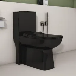 Ceramic One Piece Western Toilet Commode with Soft Close Toilet Seat, Commode-1 Ps-Iris-Black Western Commode-14