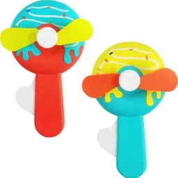 Cool Dual Blade Doughnut Design Hand Fan Set Of 2 High Speed For Kids Boys Girls-image-61