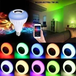 Guruji Bazar Led Bulb with Bluetooth Speaker with Super bass Music Light Bulb + RGB Light Ball Bulb Colorful Lamp with Remote Control for Home,Bedroom Smart Bulb Smart Bulb image 2