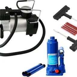 1Car Air Compressor Pump,1 Hydraulic Jack,1Car Puncture Kit Combo-image-26