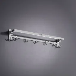 Chrome Finish Foldable Towel Stand | Towel Hooks & Hanger Silver Towel Holder-image-54
