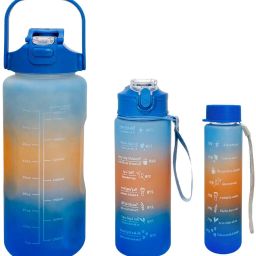 Motivational Silicone Water Bottle 3 in 1 Set 2000 ml Bottle-40