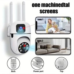 Bzrqx 1080P Full HD WiFi Dual Lens Camera CCTV PTZ Motion Alert Night Vision Cam Security Camera-image-81