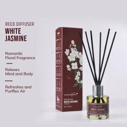 aromahpure Reed Diffuser with 6 Fiber Reed Sticks | Jasmine Room Air Freshener For Home Diffuser Set image 2