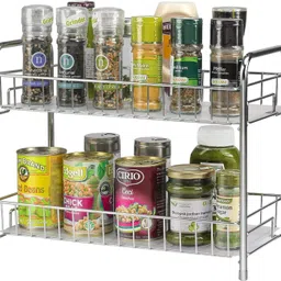 stainex 2 Tier Multipurpose Kitchen Rack/Bathroom Rack/Storage Rack/Spice Rack Steel Wall Shelf-picture-24