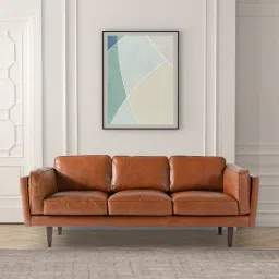 casacraft from pepperfry Brookly Leatherette 3 Seater Sofa In Tan Colour-picture-9