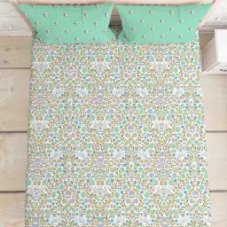 mayfair homes london Green Cotton 1 Double Queen Bedsheet with 2 Pillow Covers-picture-47