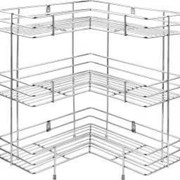 Utensil Kitchen Rack Stainless Steel Multipurpose L-Shape 3-Tier Kitchen Rack/Storage Shelf/Dish Rack/Storage Rack for Kitchen – Chrome Steel-image-20