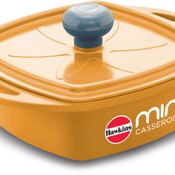 Die-Cast Mini Casserole, Square (MCSY75) Yellow Pancake Pan 15.5 cm diameter with Lid 0.75 L capacity-11