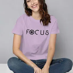 adyavastram Women Typography Round Neck Cotton Blend Purple T-Shirt-picture-37