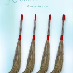 Floor Broom with Soft No Dust Grass with Plastic Handle Phool Jhadu for Home Grass Dry Broom-image-34
