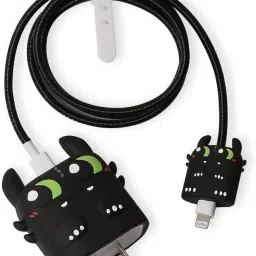 AUDICE iPhone Charger Cover For 18W/20W | Cute 3D Cartoon Character Black Dragon Cable Protector-image-32