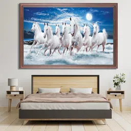 bpdesignsolution Seven Horse Ruining Vinyl Poster sticker For Livingroom, bedroom, Hall, office, study room Size 24x36 inch Paper Print-picture-0