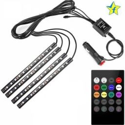 Atmosphere Lights Car LED Strip Light 4pcs 48 LED DC 12V Multicolor Music Car Interior Light LED Under Dash Lighting Kit with Sound Active Function and Wireless Remote Control Car Fancy Lights-3