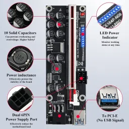 Etzin Riser Card V011-PRO, PCI-E 1X to 16X Riser CardV011-PRO-Pack-1 DDR2 11 GB NVIDIA Chipset 6 bit 3 MHz Graphics Card image 2