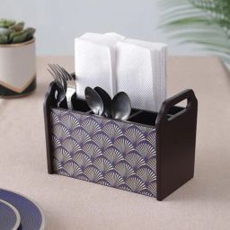 clasicraft Brown Black and Gold Print MDF Cutlery Holder-picture-45