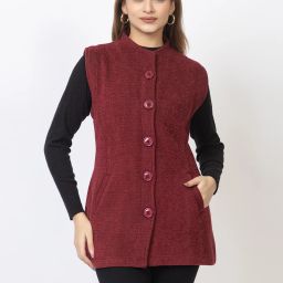 Solid Women Waistcoat-image-2