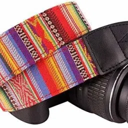 KRAPTICK Wolven Pattern Canvas Camera Neck Shoulder Strap Belt Compatible with All DSLR/SLR (Red Stripe Pattern) Strap-picture-2