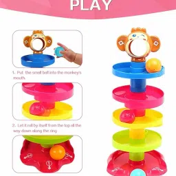 braintastic Roll Stack Ball Drop and Roll Swirling Tower Ramp Toys for Baby and Toddler image 4
