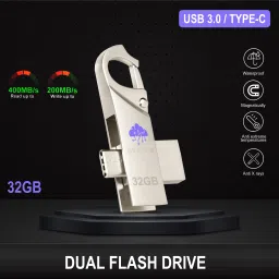 SYSTICK USB TYPE-C 3.0(32GB)/DUAL FLASHDRIVE/USB TO TYPE-C 32 GB OTG Drive Compatible with Audio Player, Desktop Computer, Gaming Console, Laptop, Mobile, Television USB 3.0 Metal Case image 3