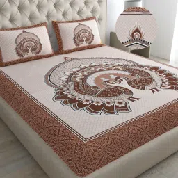 144 TC Cotton Double Jaipuri Prints Flat Bedsheet-image-23