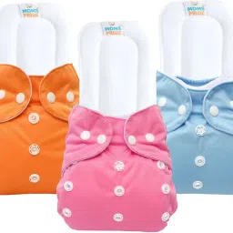 Reusable Solid Pocket Cloth Diapers With Microfiber Inserts Pack of 3 (Multicolor)-29