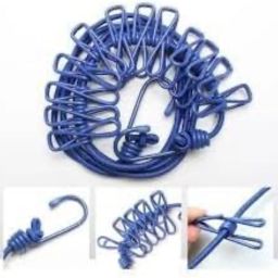 Cloth Drying Rope with Hooks-Rope for Travel,Home,and Outdoor-12 Clips-Pack of 1 Multicolor-image-45