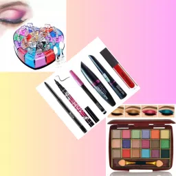 swenky MAKEUP COMBO OF EYESHADOW & SHIMMER GLITTER WITH 3IN1 MASCARA KAJAL LIPSTICK-image-2