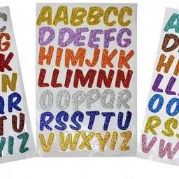 3 Sheet Glitter Foam Alphabet Stickers in A4 Size Sheets(Multicolour)-image-1
