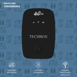 TechBox 4G Wireless Dongle | Multi SIM Compatible, 2100mAh Battery 150 Mbps Data Card ,Calls not Supported image 3