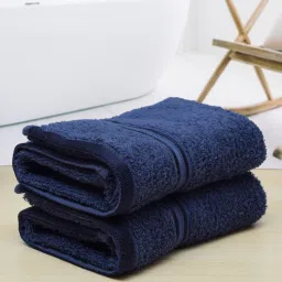 Navy Blue Solid 500 GSM Cotton Hand Towels (Set of 2) by RANGOLI-picture-3