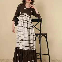 glam roots Printed Pure Cotton Stitched Flared/A-line Gown-picture-1