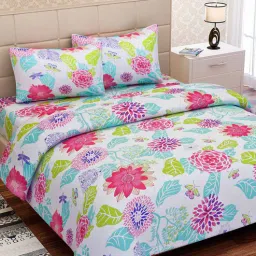 sej by nisha gupta Multicolor Floral 160 TC Cotton 1 Double Bedsheet with 2 Pillow Covers-picture-40