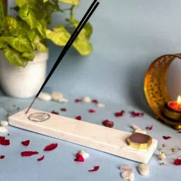 home arte Marble with Rose Quartz Gayatri Mantra Incense Stick Holder-picture-2