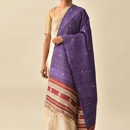 JAYPORE Floral Woven Design Pure Wool Tasselled Shawl-picture-1