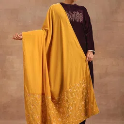 trueBrownsWomen Embroidered Velvet Shawl-image-18