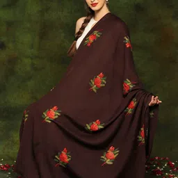 Exotic India Floral Embroidered Pure Wool Shawl-picture-20
