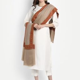 Zamour Women Cream-Coloured Sonzi Embroidered Shawl-30