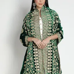 Moda Chales Floral Embroidered Velvet Shawl-image-93