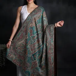 Exotic India Ethnic Motifs Woven Design Pure Woollen Shawl-image-95